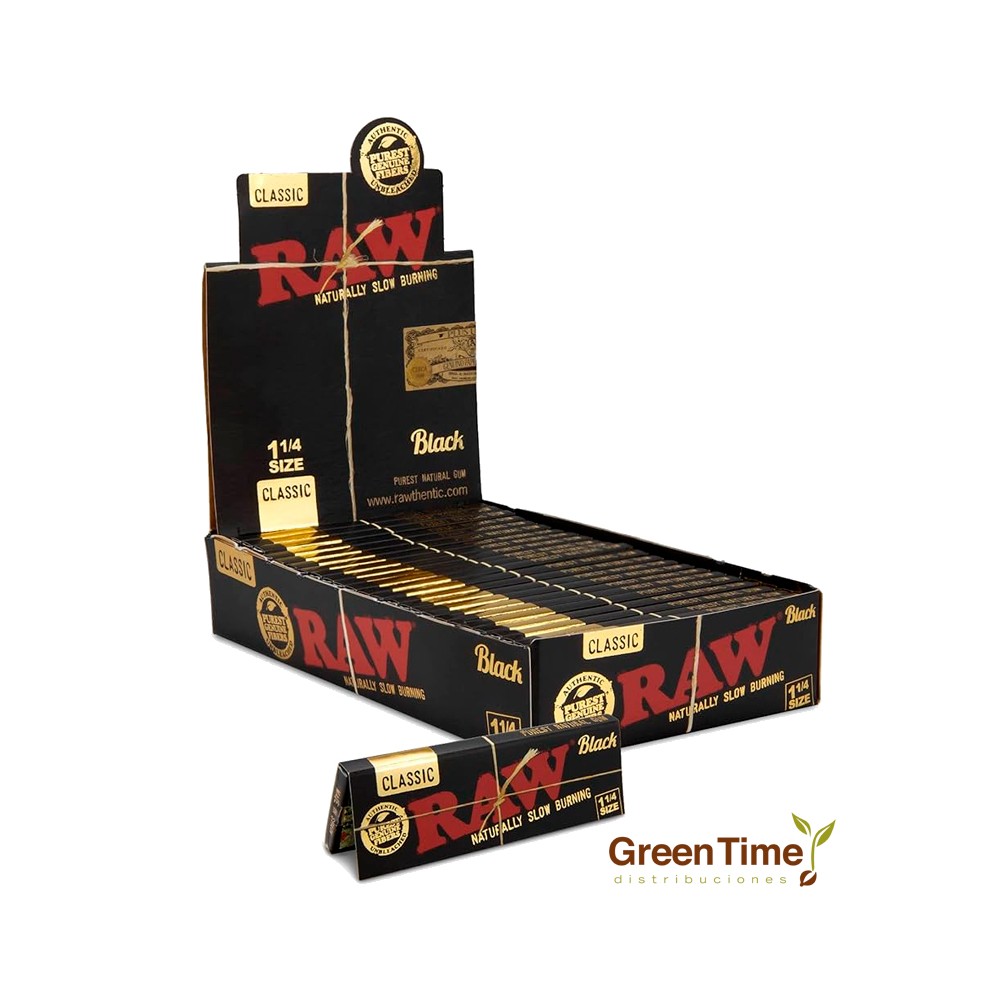 Papel RAW Black 1 1/4 |Green Time Distribuciones