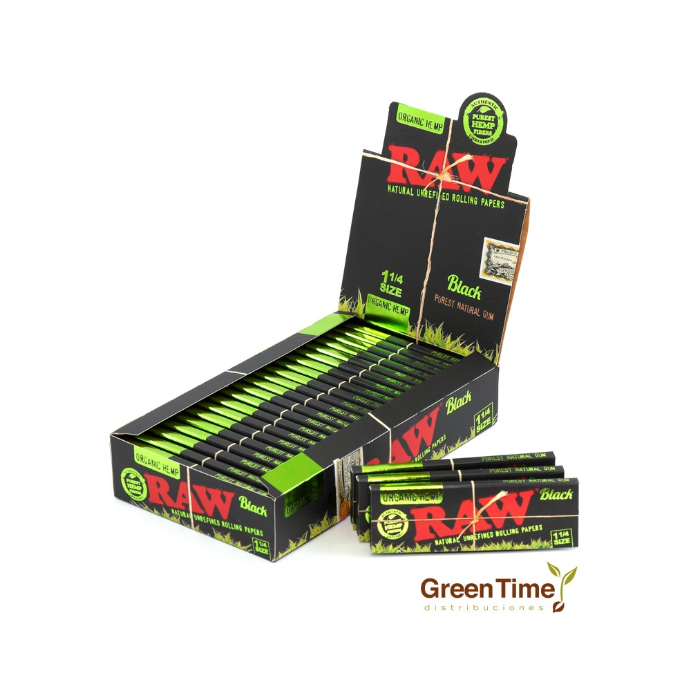 Papel RAW Black Organic Hemp 1 1/4 | Green Time